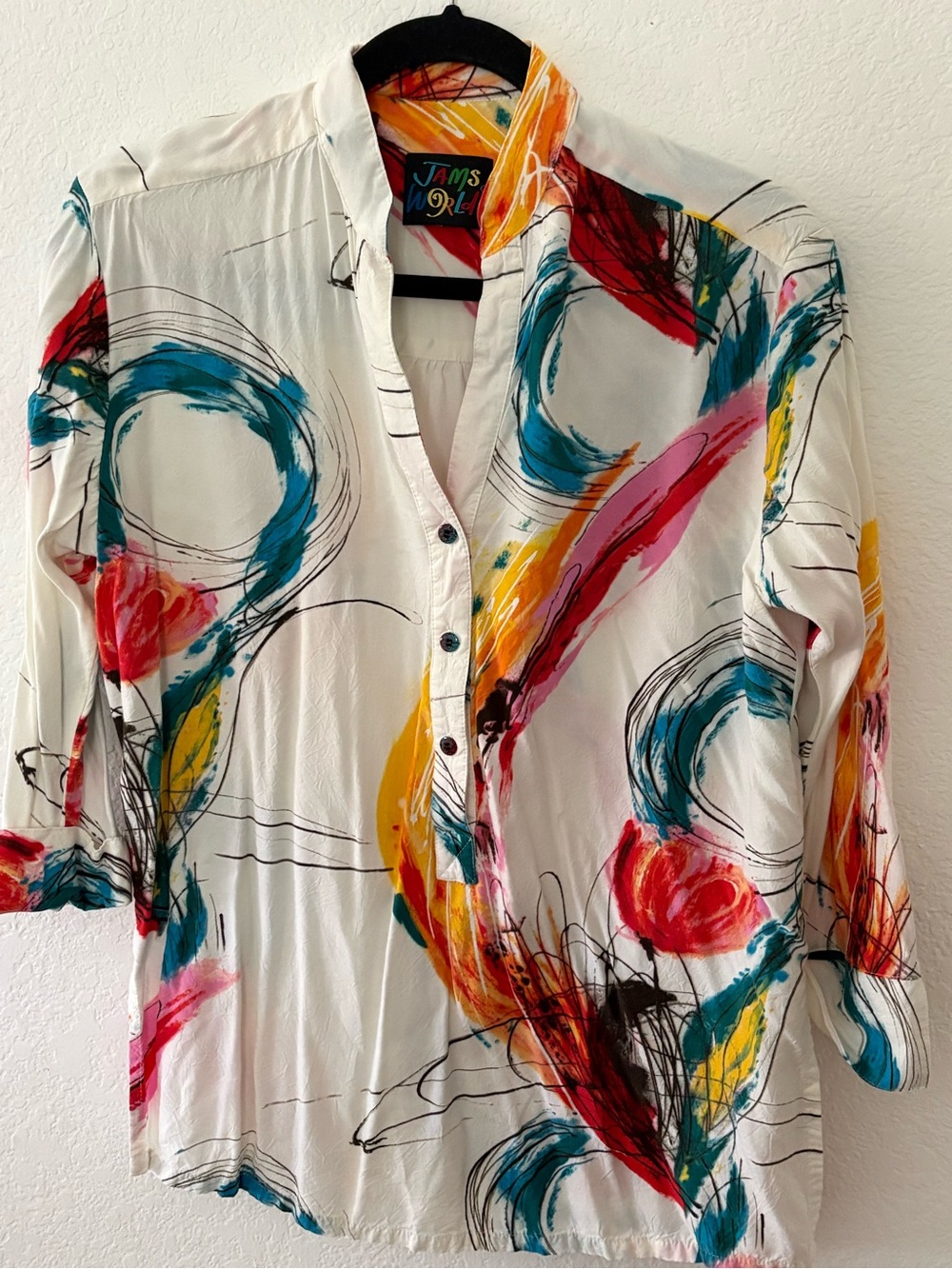 Jams World Vintage Rayon Abstract Blouse Medium